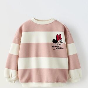 Zara Minnie Mouse Pink & Cream Striped Sweatshirt